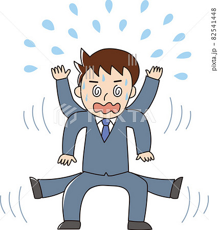 大パニック！！！冷や汗をかいて大混乱しているサラリーマン 82541448