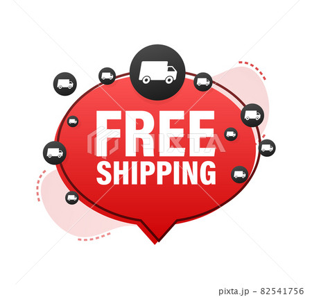 Free shipping banner. Badge with truck. Vector stock illustrtaion. Free shipping banner. Badge with truck. Vector stock illustrtaion. 82541756