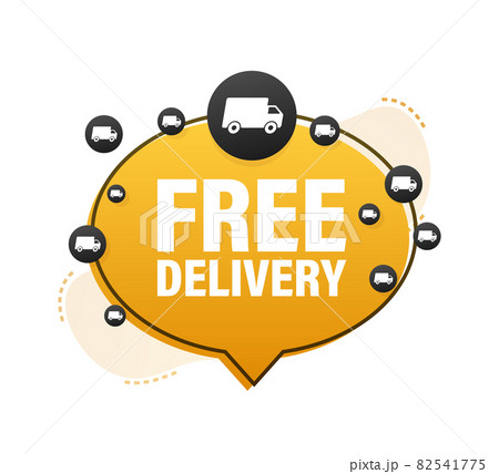 Free delivery banner. Badge with truck. Vector stock illustrtaion. Free delivery banner. Badge with truck. Vector stock illustrtaion. 82541775