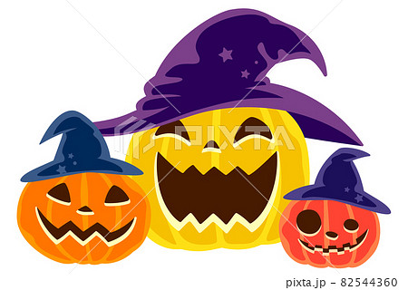魔女の帽子を被ったジャック オー ランタンのイラストのイラスト素材