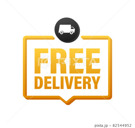 Free delivery. Badge with truck. Price tag. Vector stock illustrtaion. Free delivery. Badge with truck. Price tag. Vector stock illustrtaion. 82544952