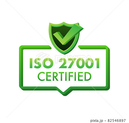 ISO 27001 Certified badge, icon. Certification stamp. Flat design vector illustration. 82546897