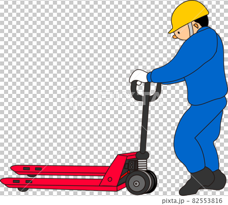 ハンドリフトを押す作業員（ブルー） 82553816