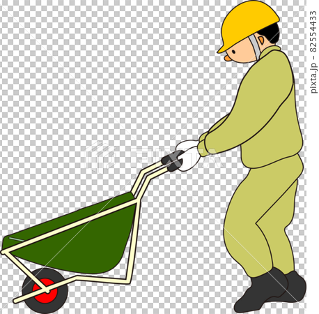 Worker pushing a unicycle (beige) Worker pushing a unicycle (beige) 82554433