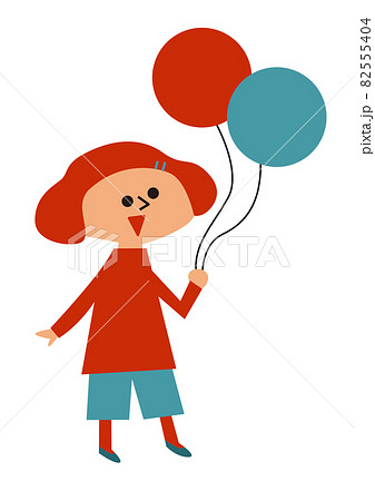 風船を持った女の子のイラスト素材 風船を持った女の子のイラスト素材