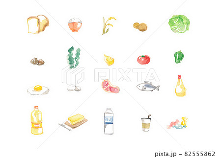 栄養バランスのとれた食物の素材 82555862