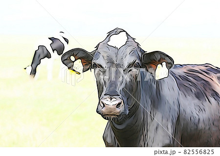 パステル調　”牛の顔ズームアップ”　イラストイメージ 82556825