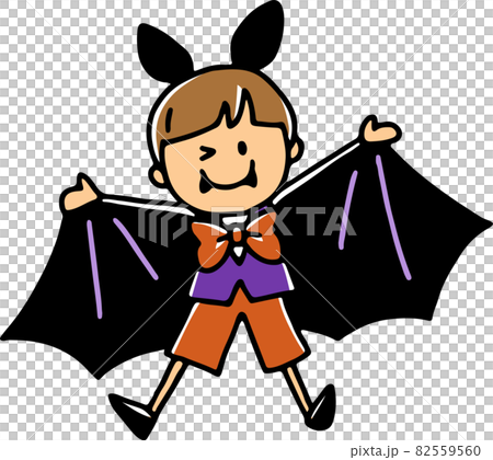 Illustration of a boy in a bat costume Illustration of a boy in a bat costume 82559560