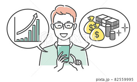 スマホで投資画面をみている男性 82559995