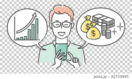 一個男人看著智能手機上的投資屏幕 一個男人看著智能手機上的投資屏幕 82559995