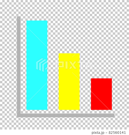 売上減少を示すグラフ。不況のイメージ素材。ビジネスアイコン。 82560141