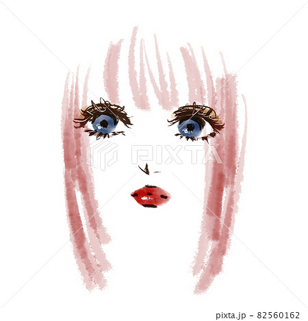 水彩タッチのおしゃれな女性ストレートヘア 82560162