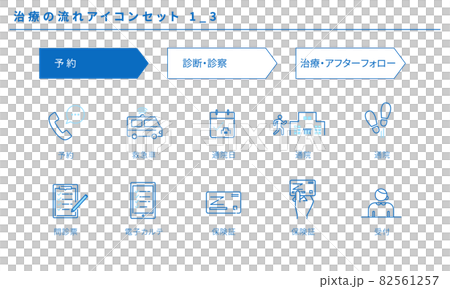 治療の流れのシンプルなアイコンセット1_3、ベクター素材 治療の流れのシンプルなアイコンセット1_3、ベクター素材 82561257