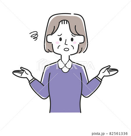 お手上げポーズでがっかりしているおばあさん 82561336