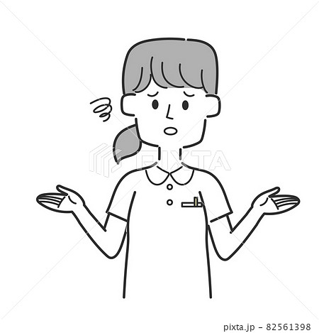 お手上げポーズで残念そうな表情をしている看護師 82561398
