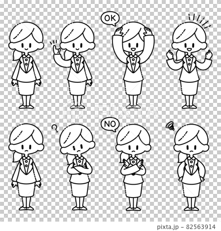 一個穿西裝的女人的各種姿勢 一個穿西裝的女人的各種姿勢 82563914