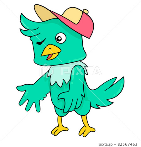 Bird in Shorts, T-shirt and Cap Stock Vector - Illustration of doodle,  keywords: 156364687