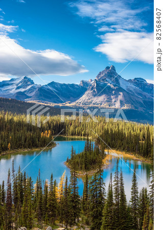 Scenic View of Glacier Lake with Canadian Rocky Mountains in Background Scenic View of Glacier Lake with Canadian Rocky Mountains in Background 82568407
