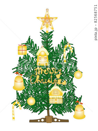 金のオーナメントのクリスマスツリー～ハレルヤのイラスト素材
