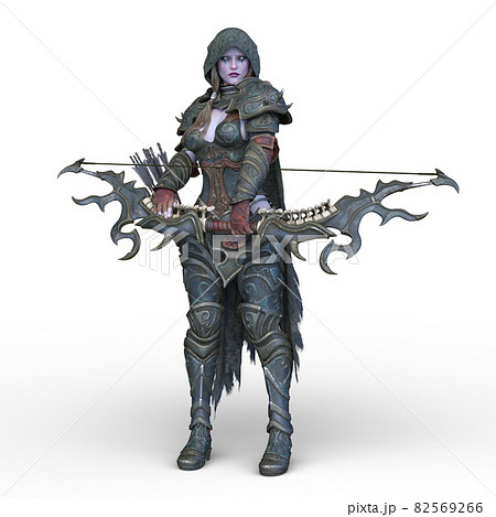 弓矢を持つ女性戦士のイラスト素材