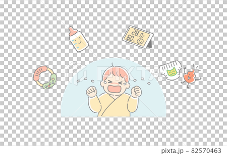 泣いている赤ちゃんとアイテム　上半身 82570463