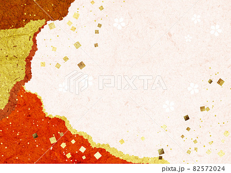 無地和紙紙継ぎ風背景桜と金箔入り03 82572024