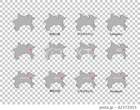 神奈川県イラストセット-12種-gry 神奈川県イラストセット-12種-gry 82572053