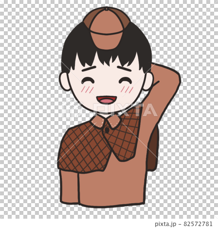 A young detective (male 1) scratching his head and laughing 82572781