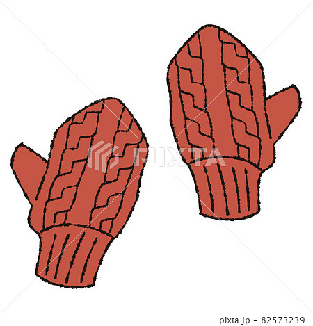 赤い毛糸のミトン手袋のイラスト素材
