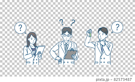 科學家研究員 穿實驗室外套的男女 科學研究 驗證問題 思維 插圖素材 82573487
