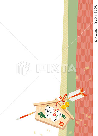寅の置物の絵馬(和柄背景) 寅の置物の絵馬(和柄背景) 82574906