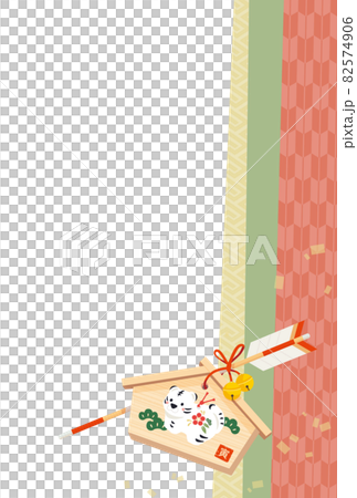 寅の置物の絵馬(和柄背景) 寅の置物の絵馬(和柄背景) 82574906