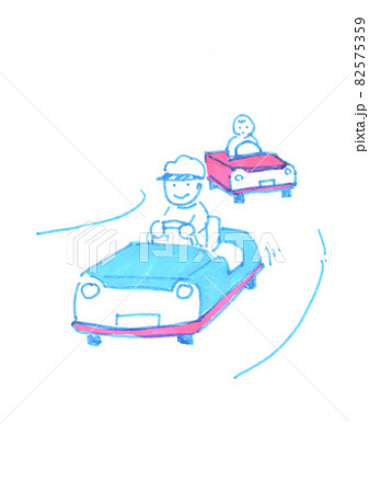 昭和の遊園地のゴーカートのイラスト素材 昭和の遊園地のゴーカートのイラスト素材