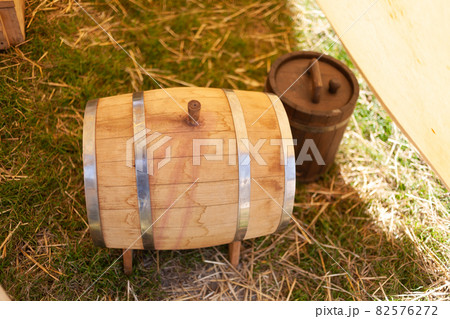 17th century rustic old wooden barrel with wine 17th century rustic old wooden barrel with wine 82576272