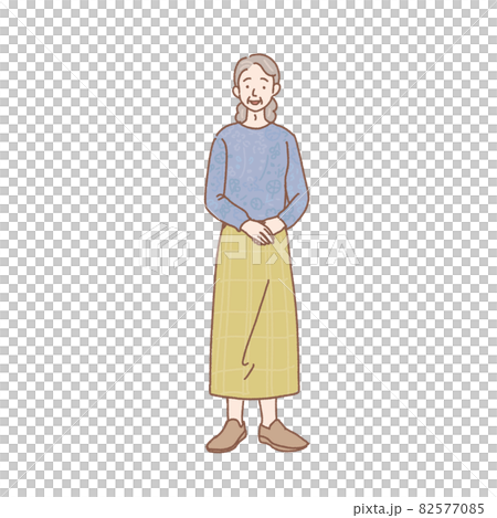 Illustration of a standing senior woman 82577085