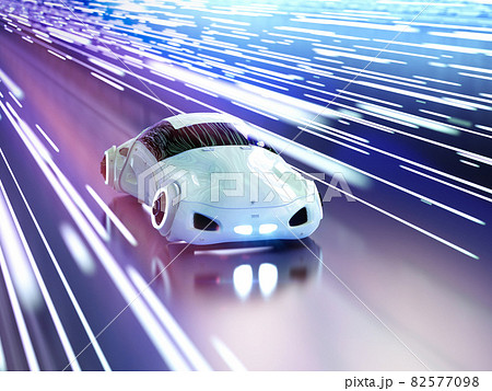 driverless car in rail light tunnel 82577098