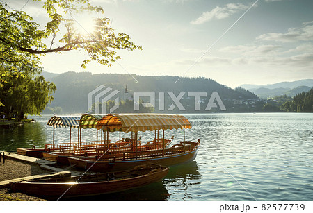 Landscape of Bled lake in Slovenia Landscape of Bled lake in Slovenia 82577739
