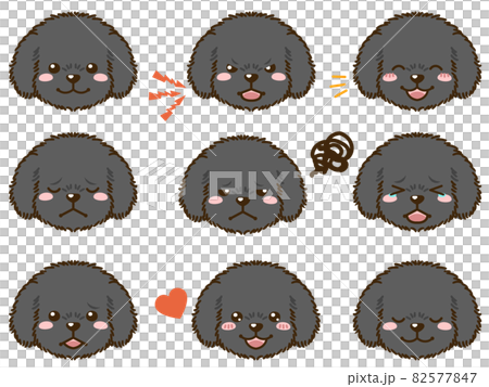 トイプードル（黒）の表情顔アイコンのイラスト素材 [82577847] - PIXTA