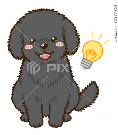 思い付くトイプードル 黒 のイラスト素材