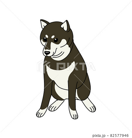 座っている黒い柴犬のイラスト素材 座っている黒い柴犬のイラスト素材
