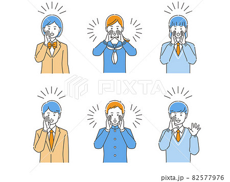 大声で伝える制服姿の学生 男女上半身セット 3色のイラスト素材 大声で伝える制服姿の学生 男女上半身セット 3色のイラスト素材