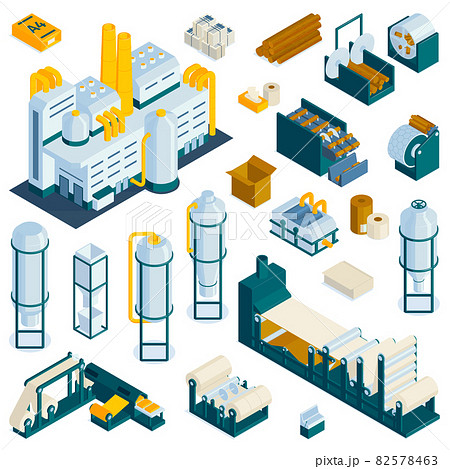 Paper Production Icon Set 82578463