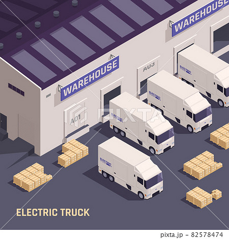 Electric Truck Isometric Composition 82578474
