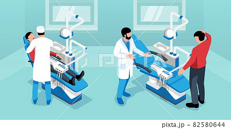 Dentist Isometric Horizontal Illustration 82580644