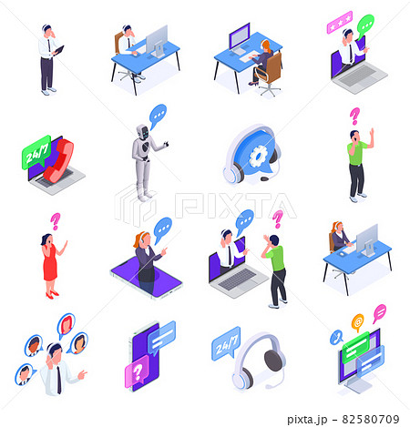 Call Center Icons Set 82580709