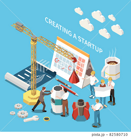 Startup Project Isometric Colored Concept 82580710