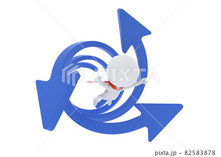 3本の矢の渦から飛び出すヒーローの3dイラストのイラスト素材 5878