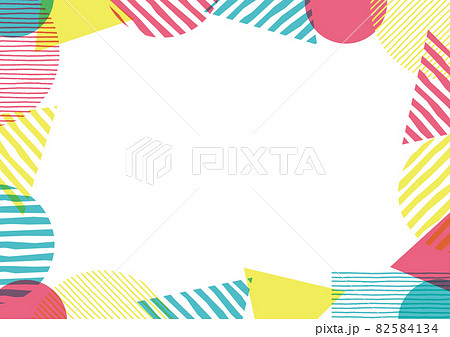 レトロポップな三角四角丸の幾何学模様フレーム 82584134