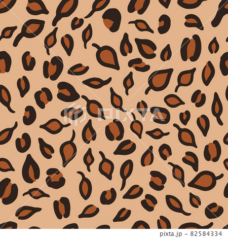 Leopard or jaguar seamless pattern made of fall leaves. Trendy animal print with autumn colors. Vector background for fabric, textile, wallpaper, wrapping paper, etc Leopard or jaguar seamless pattern made of fall leaves. Trendy animal print with autumn colors. Vector background for fabric, textile, wallpaper, wrapping paper, etc 82584334