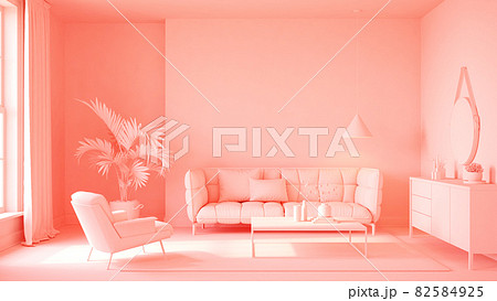 Minimalist Pink Interior of modern living room 3D rendering Minimalist Pink Interior of modern living room 3D rendering 82584925